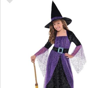 Girl Witch Halloween Costume with hat, 8-10
